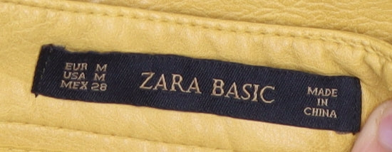 Zara Basic Women's Yellow Midi Straight Zip Skirt, Size 12
