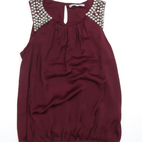 Redherring Women's Purple Sleeveless Beaded Blouse Size 14