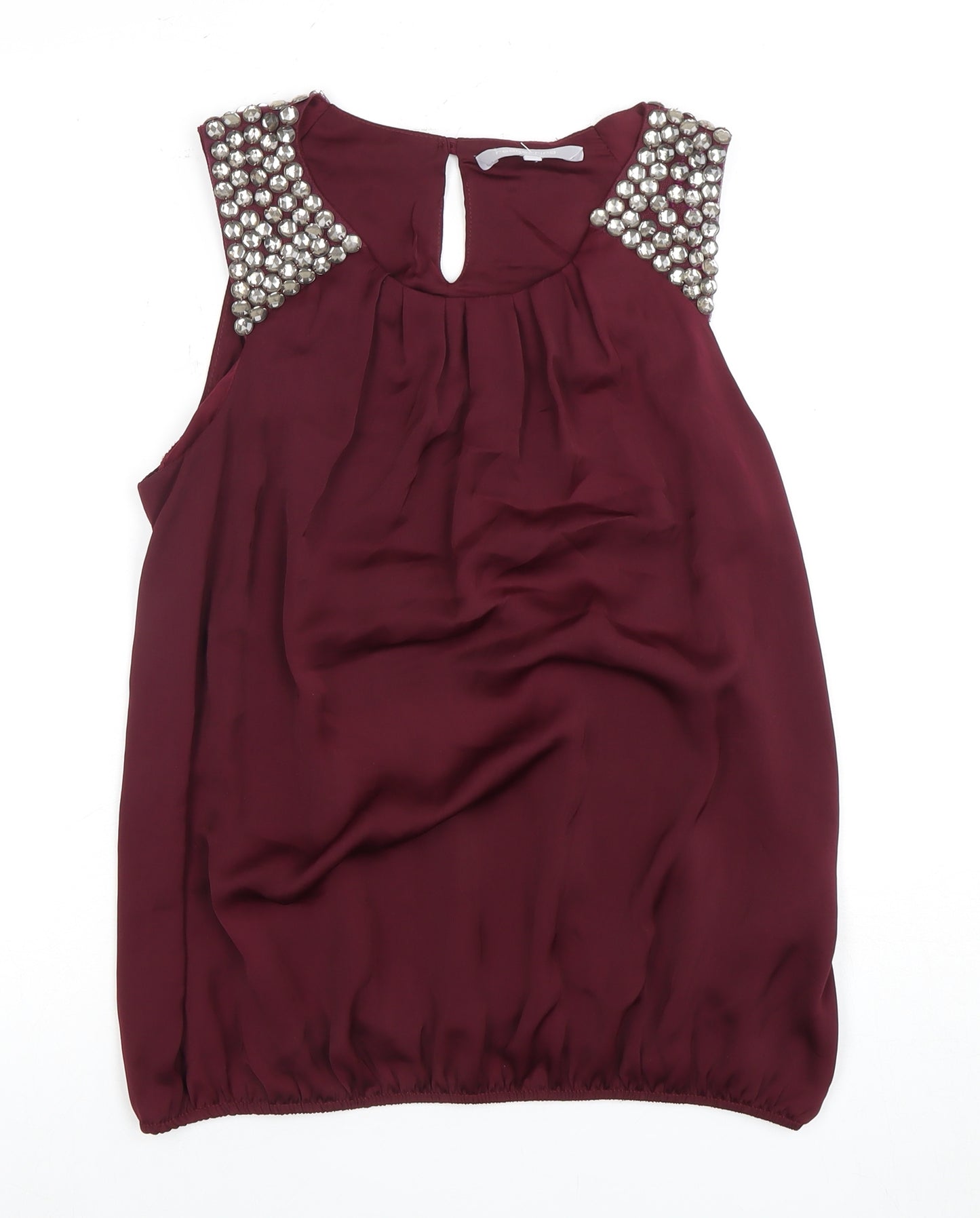 Redherring Women's Purple Sleeveless Beaded Blouse Size 14