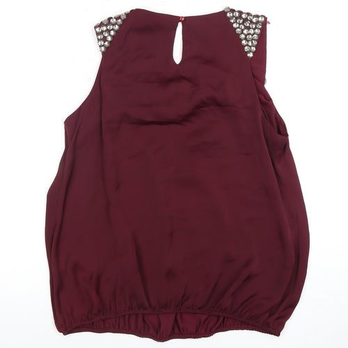 Redherring Women's Purple Sleeveless Beaded Blouse Size 14