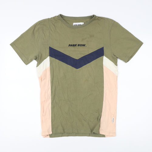 Park Row Women's Green Colourblock T-Shirt - Medium