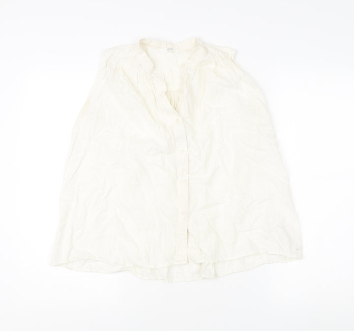 Uniqlo Women's White XS Sleeveless Button-Up Top
