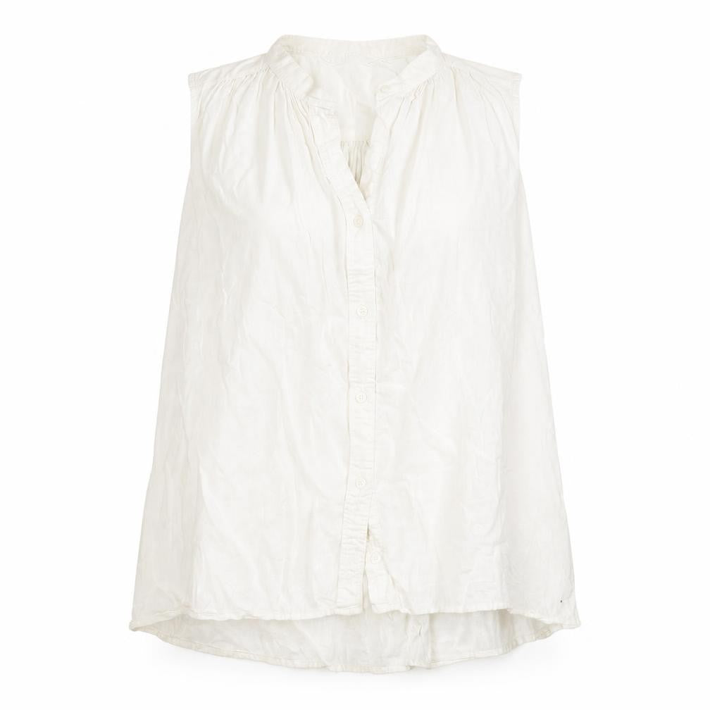 Front view of Uniqlo Women's White XS Sleeveless Button-Up Top