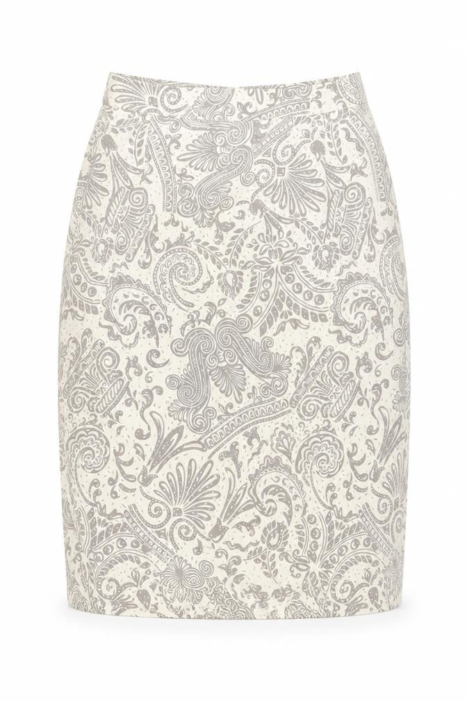 Alexon Women's Ivory Paisley Pencil Skirt Size 14