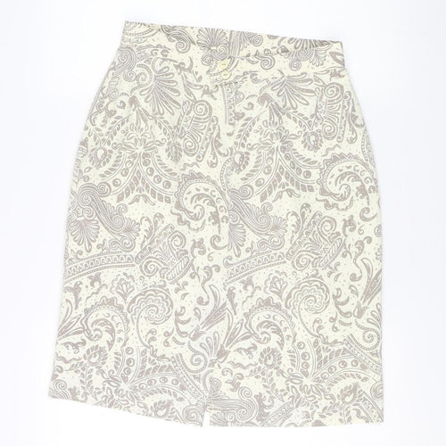 Alexon Women's Ivory Paisley Pencil Skirt Size 14