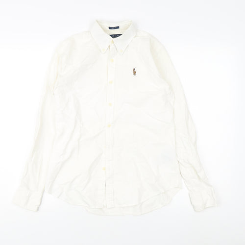 Ralph Lauren Women's White Button-Up Shirt, Size 4, Slim Fit