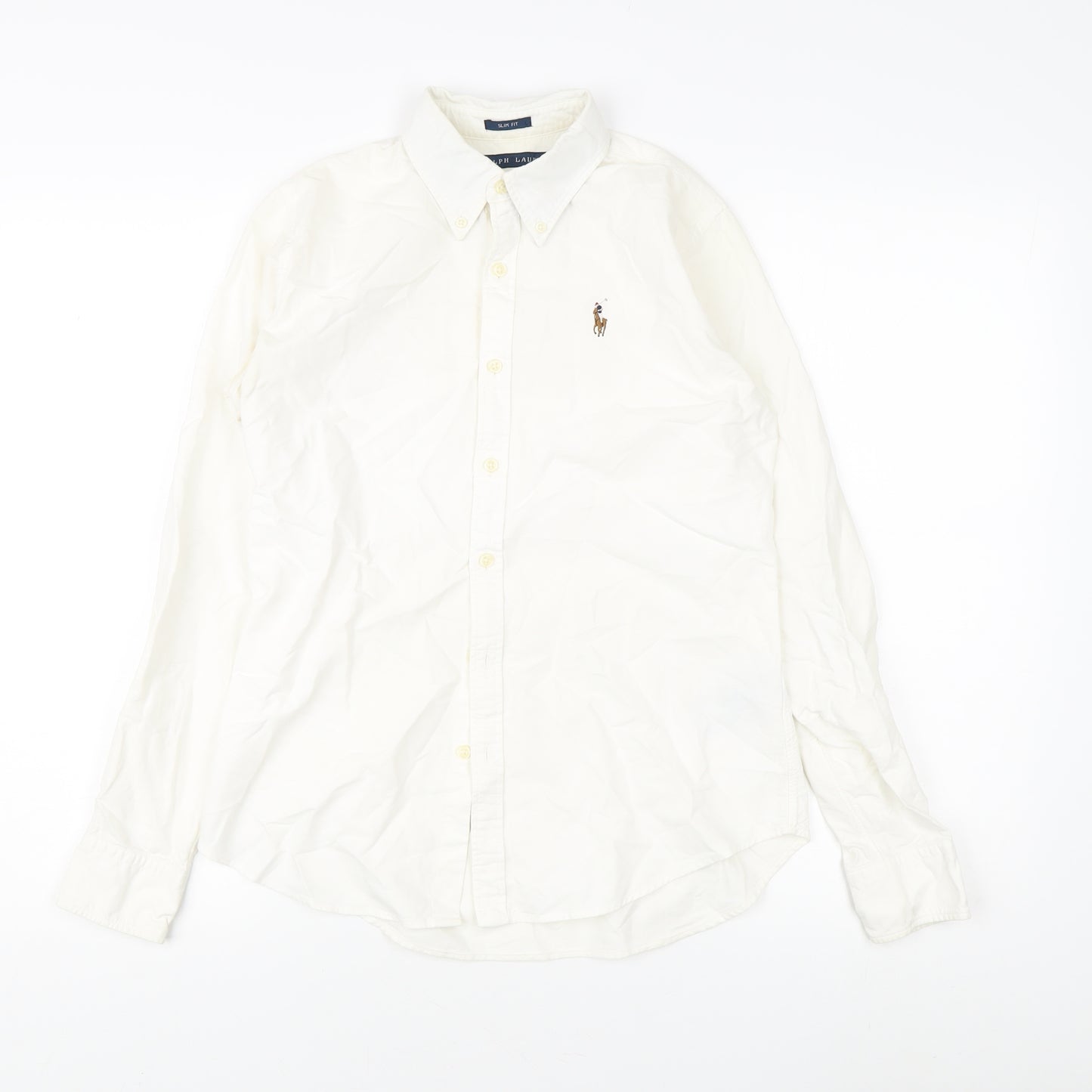 Ralph Lauren Women's White Button-Up Shirt, Size 4, Slim Fit