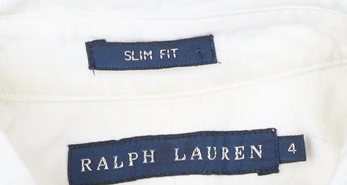 Ralph Lauren Women's White Button-Up Shirt, Size 4, Slim Fit