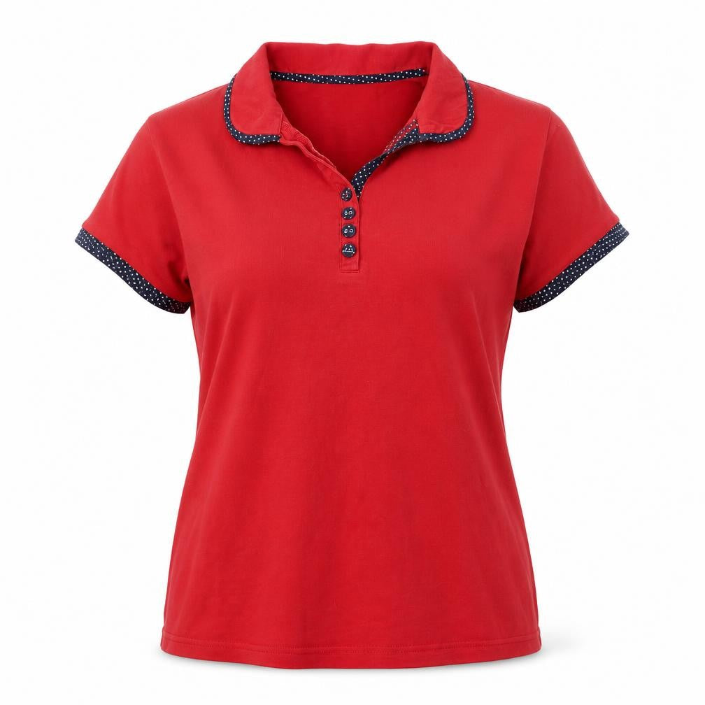 EWM Women's Red Polo Shirt XL, Cotton, Casual