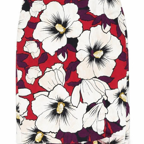 Ann Taylor Women's Red Floral Pencil Skirt Size 2