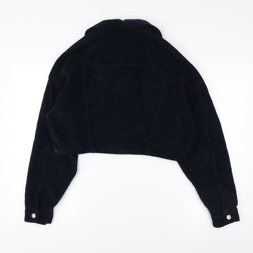 Topshop Women's Black Cropped Corduroy Bomber Jacket, Size 10