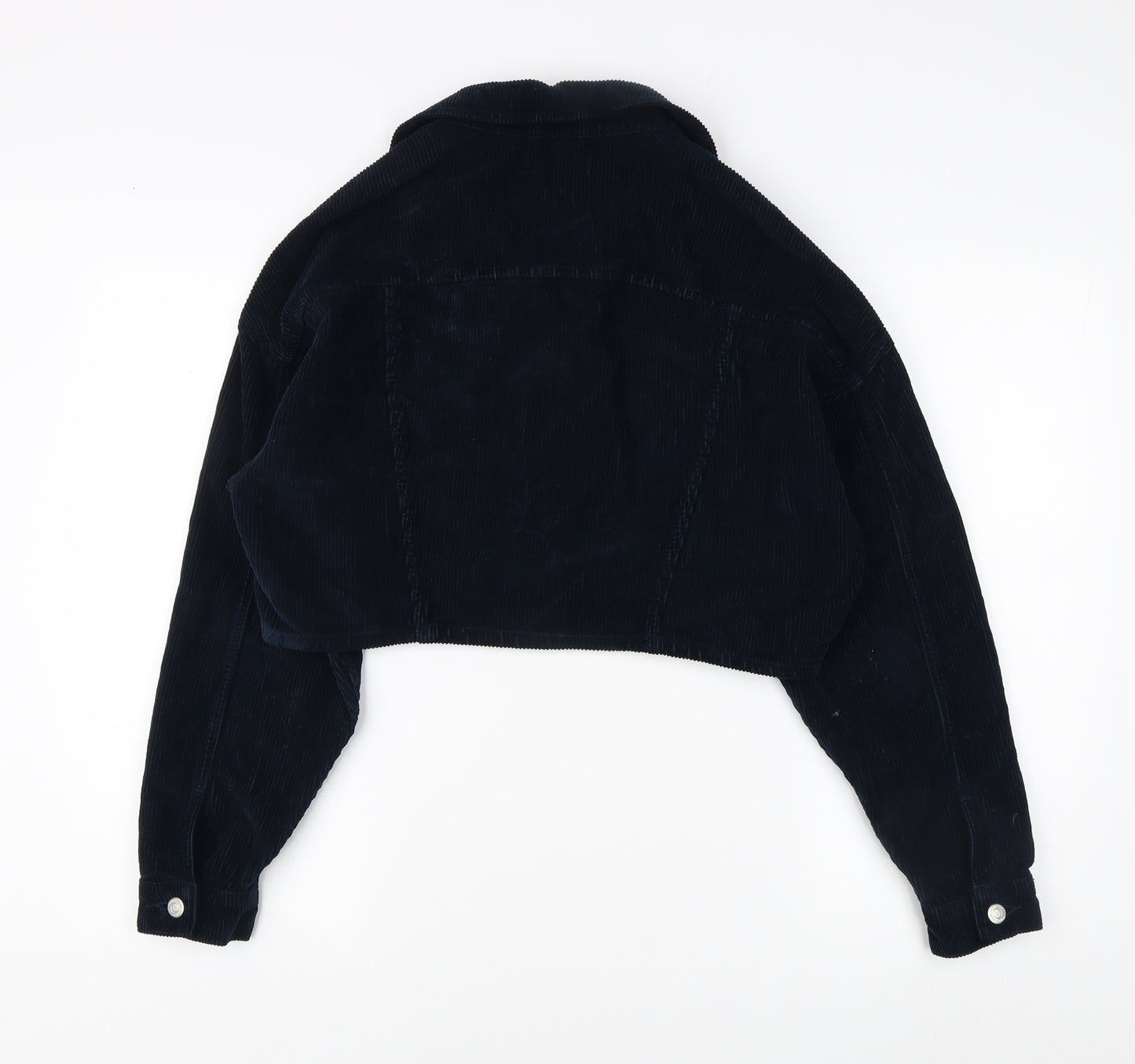 Topshop Women's Black Cropped Corduroy Bomber Jacket, Size 10