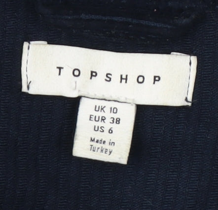 Topshop Women's Black Cropped Corduroy Bomber Jacket, Size 10