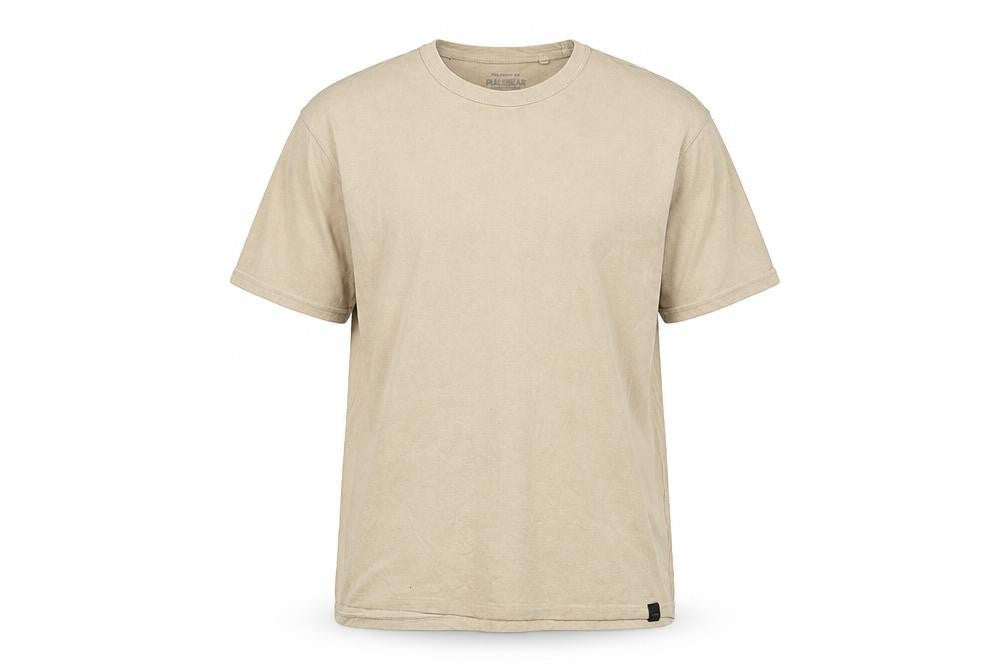 Front view of Pull&Bear Men's Beige XL Relaxed Fit T-Shirt