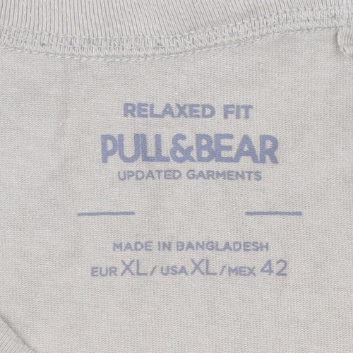 Pull & Bear Men's Beige XL Relaxed Fit T-Shirt
