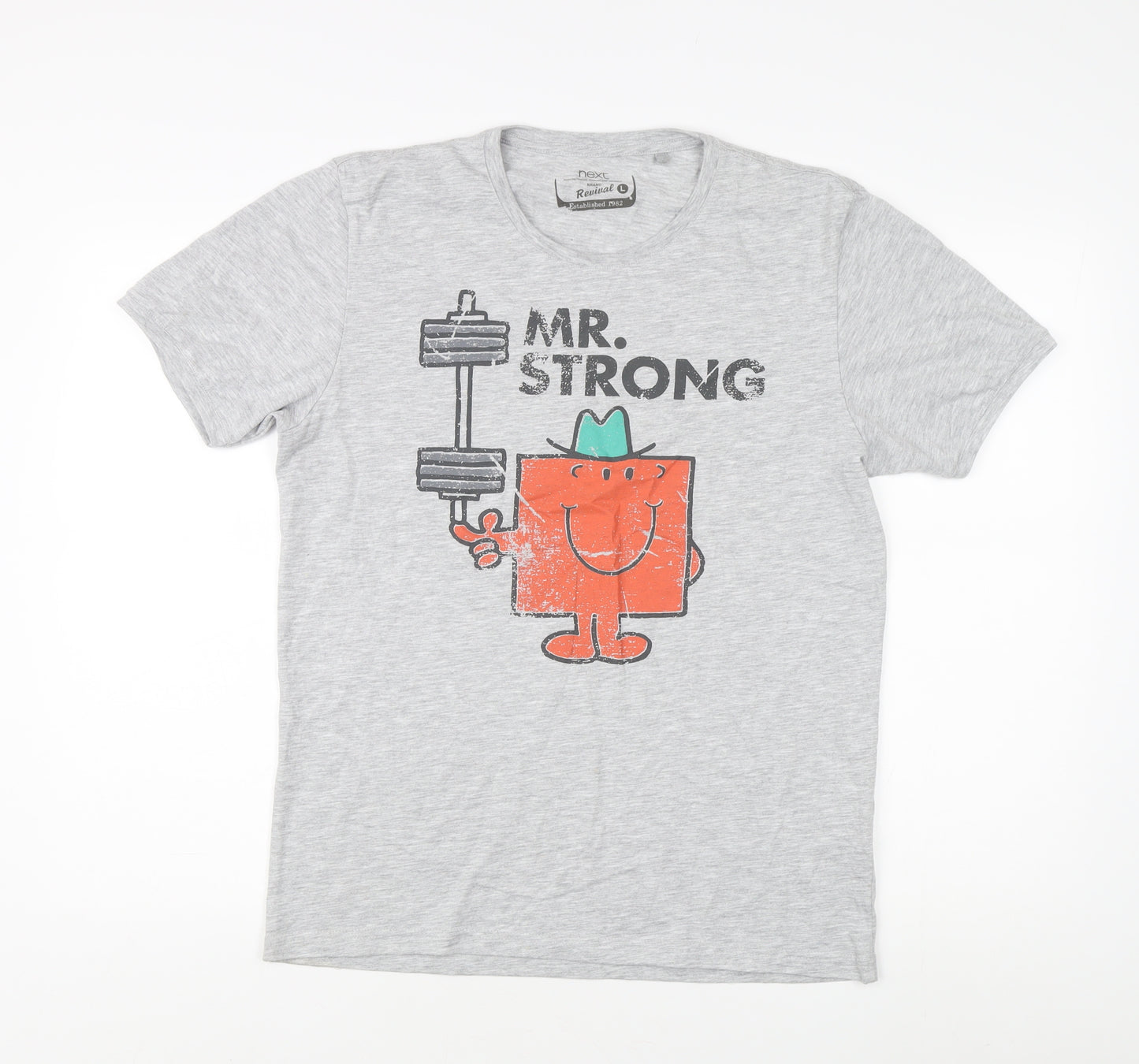 Next Men's Grey Mr. Strong Graphic T-Shirt L