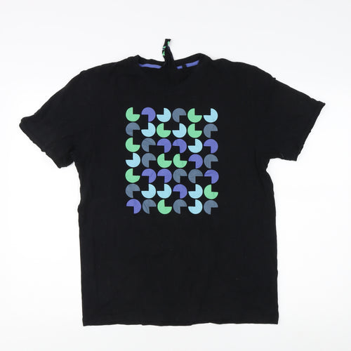 Next Men's Black Graphic T-Shirt, Size M, Cotton