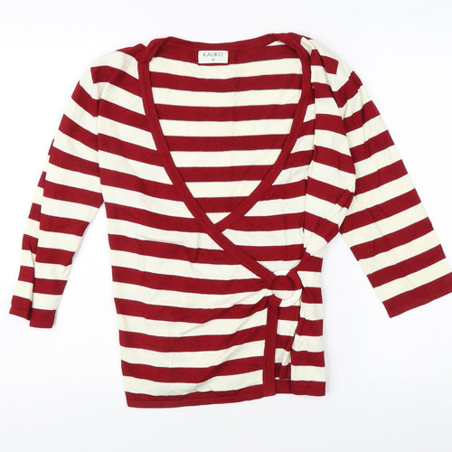 Kaliko Women's Red Striped Wrap Blouse Size 14