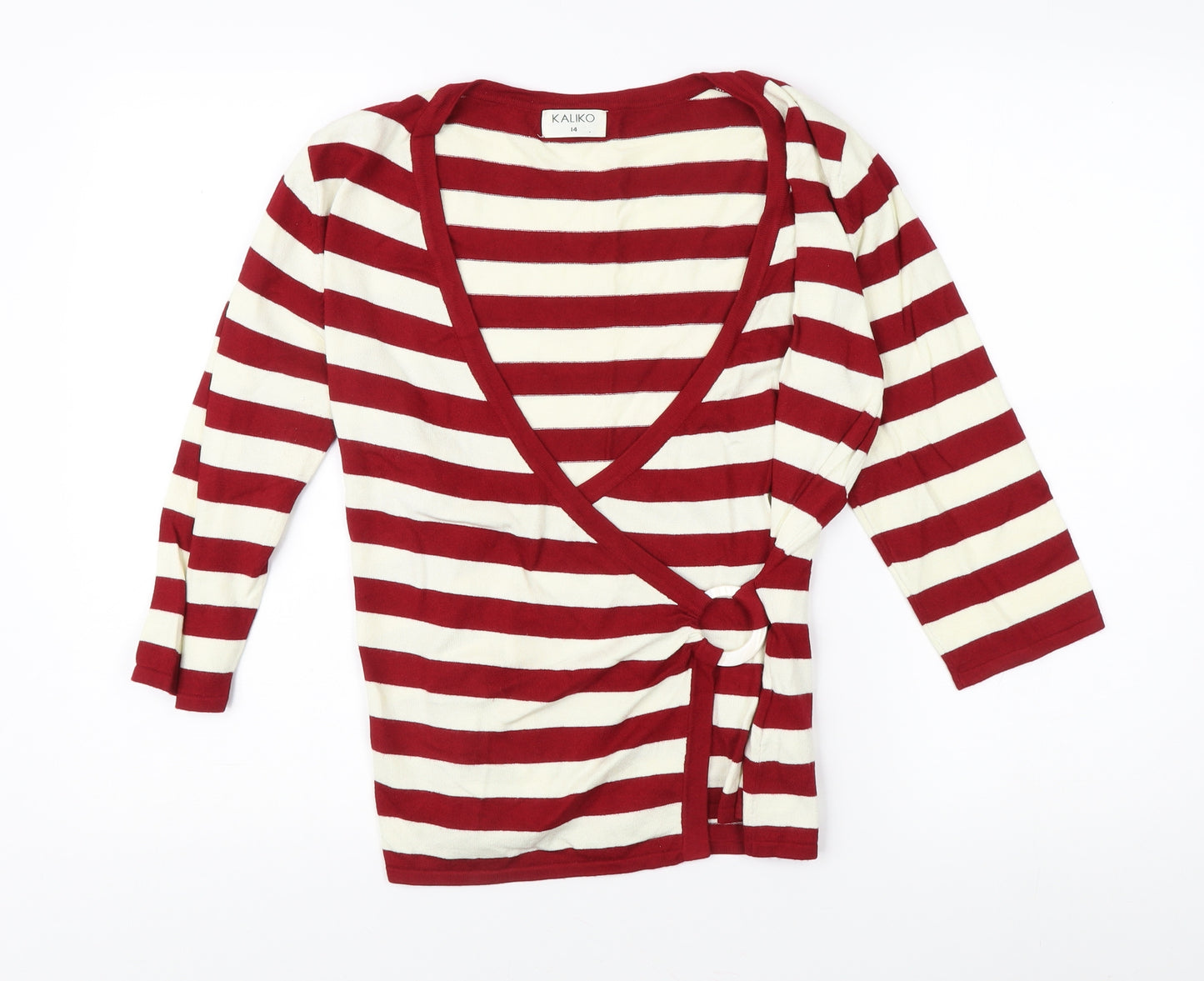 Kaliko Women's Red Striped Wrap Blouse Size 14