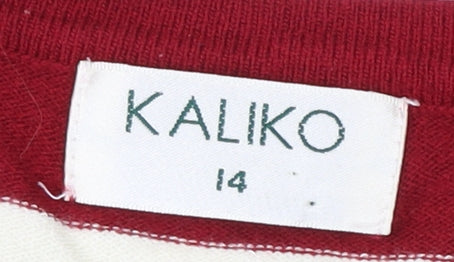 Kaliko Women's Red Striped Wrap Blouse Size 14