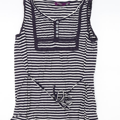 New Look Women's Black Striped Tank Top Size 18