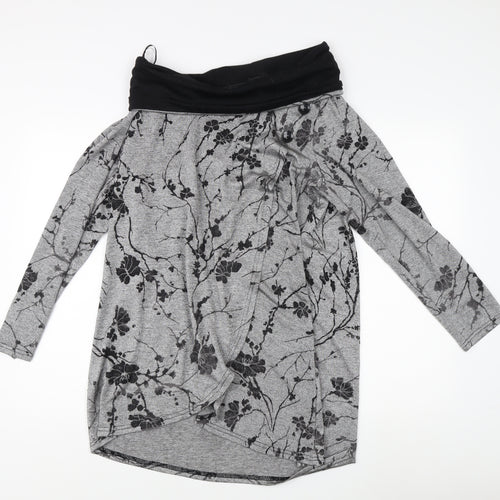 Roman Womens Grey Floral Tunic, Size 20