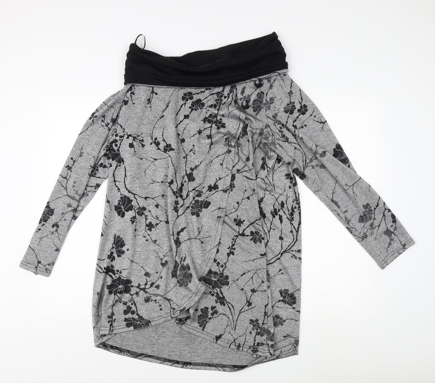 Roman Womens Grey Floral Tunic, Size 20