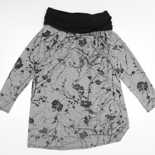 Roman Womens Grey Floral Tunic, Size 20