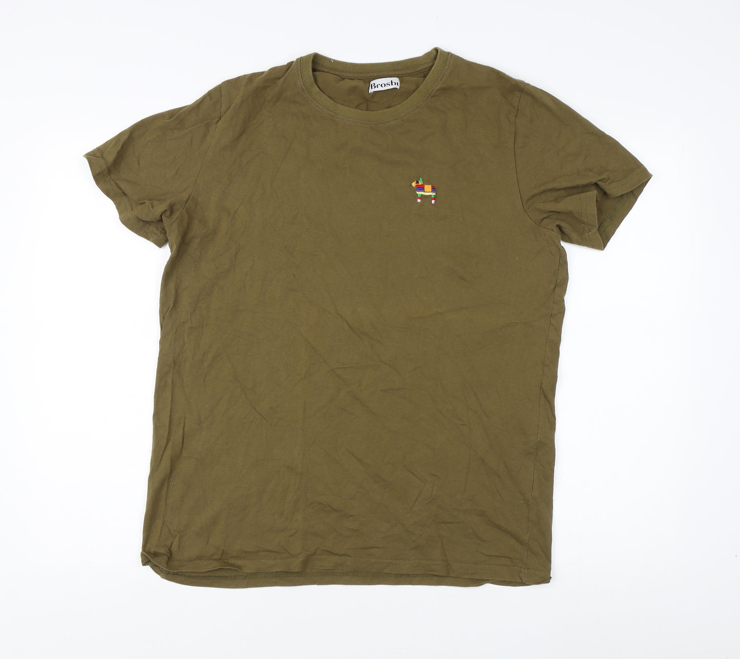 Brosh Men's XL Green Cotton T-Shirt, Crew Neck