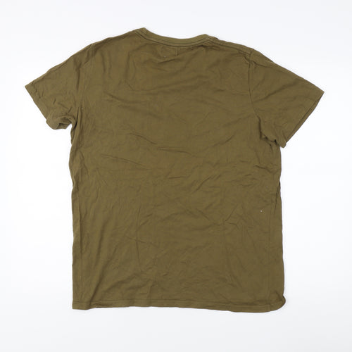Brosh Men's XL Green Cotton T-Shirt, Crew Neck