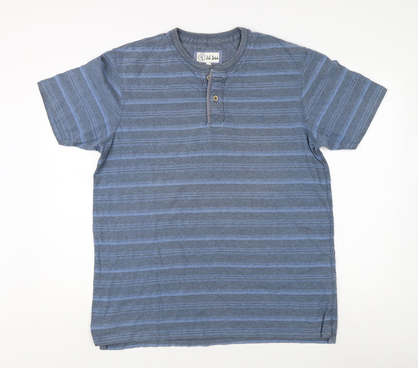 Fat Face Men's Blue Striped Polo Shirt L
