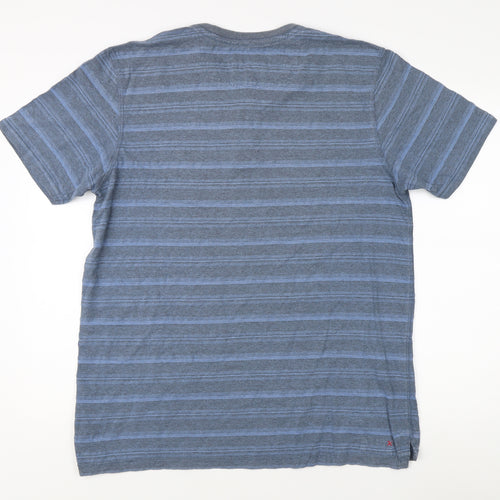Fat Face Men's Blue Striped Polo Shirt L