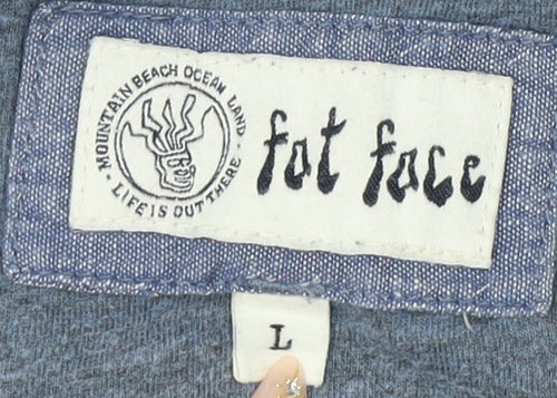 Fat Face Men's Blue Striped Polo Shirt L