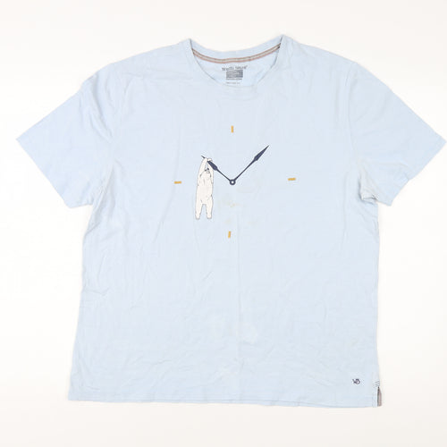 White Stuff Men's Blue Graphic Print T-Shirt L