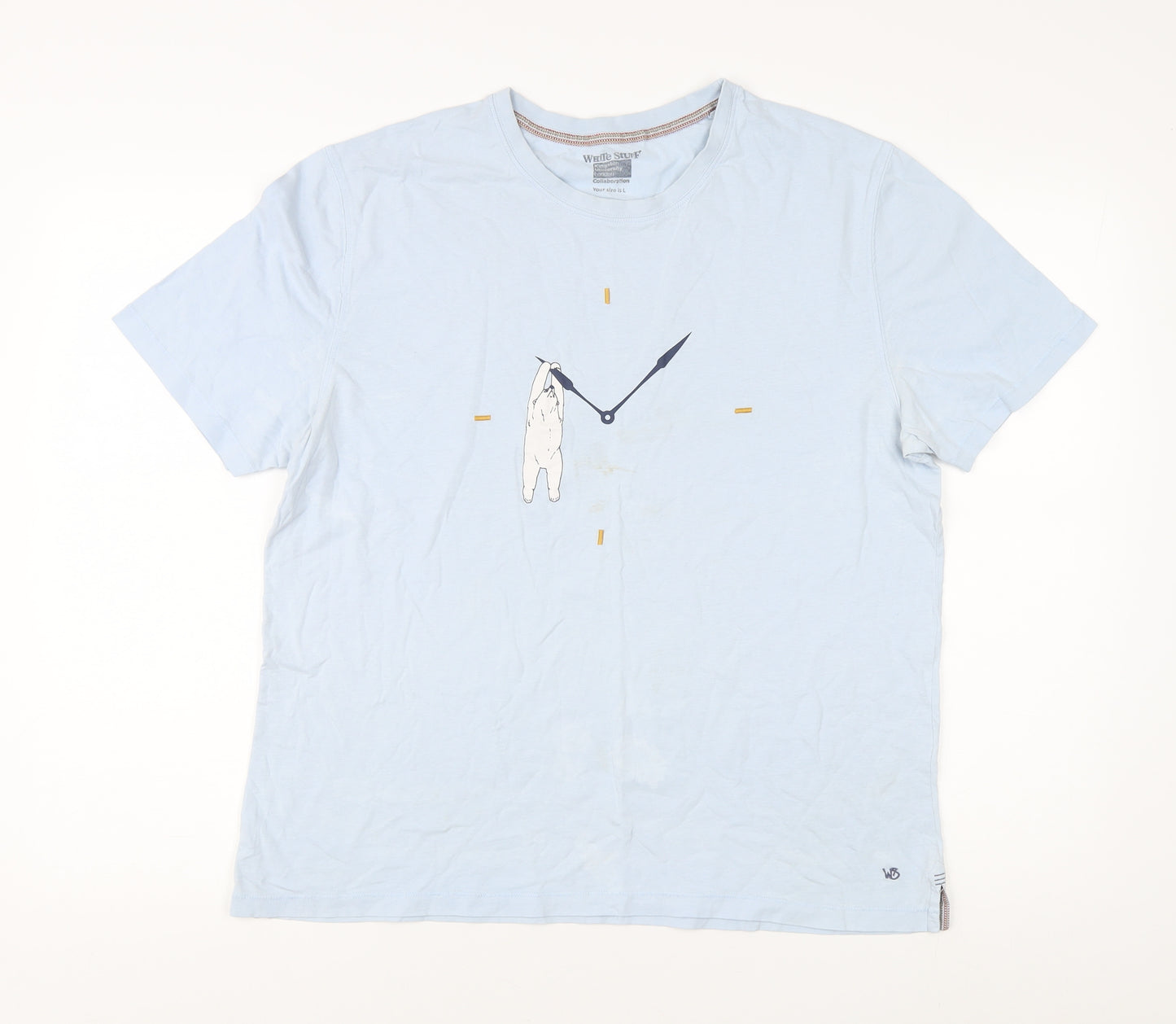 White Stuff Men's Blue Graphic Print T-Shirt L