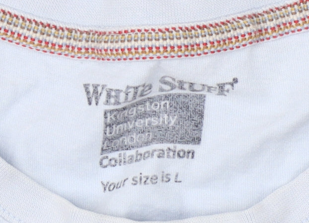 White Stuff Men's Blue Graphic Print T-Shirt L