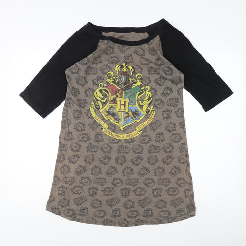 Harry Potter Unisex Grey Ringer S T-Shirt 3/4 Sleeve