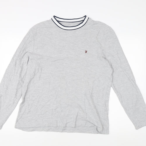 Farah Men’s Grey Crew Neck Long Sleeve T-Shirt, Size L