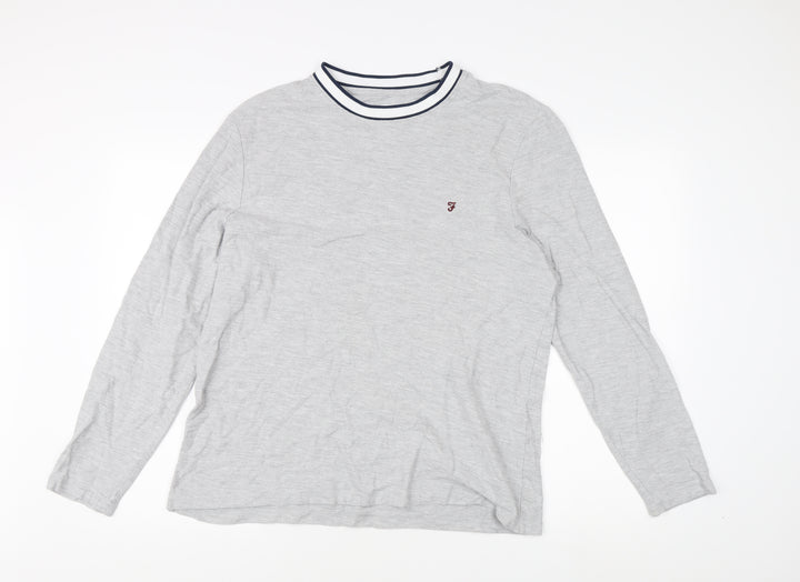 Farah Men’s Grey Crew Neck Long Sleeve T-Shirt, Size L