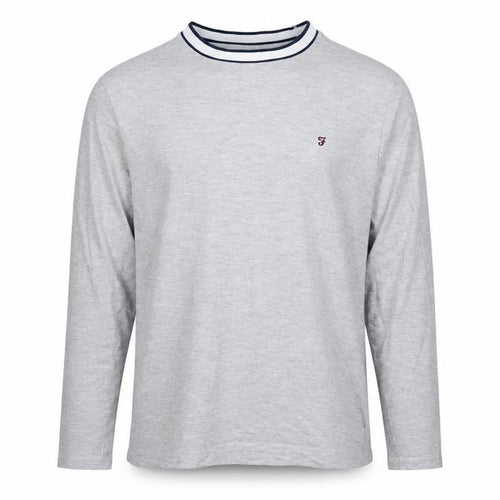 Farah Men’s Grey Crew Neck Long Sleeve T-Shirt, Size L