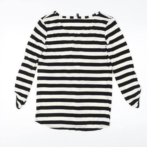 Cabe & Gauge Women's M Black Striped V-Neck Blouse