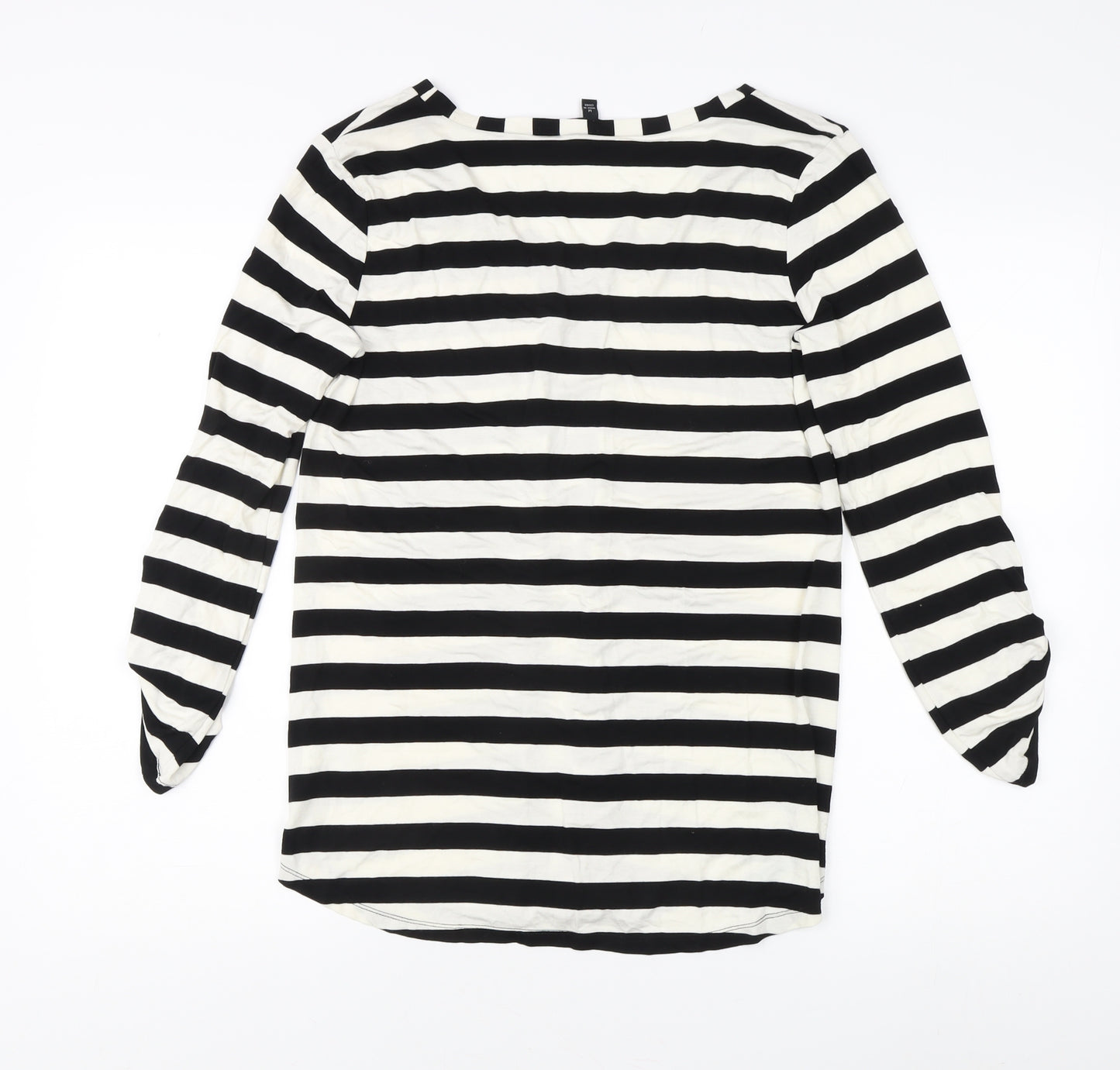 Cabe & Gauge Women's M Black Striped V-Neck Blouse