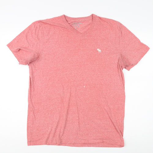 Abercrombie & Fitch Men's Red V-Neck T-Shirt XL