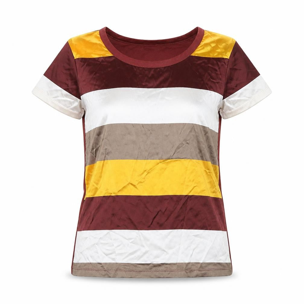 Front view of ESPRIT Women's Multicoloured L Striped T-Shirt