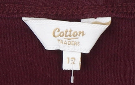 Cotton Traders Women's Burgundy Long Sleeve Top Size 12