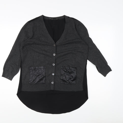 Karen Millen Grey V-Neck Women's Cardigan, Size S, 3/4 Sleeve, Casual