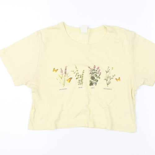 Urban Outfitters Women's Yellow Cropped T-Shirt M