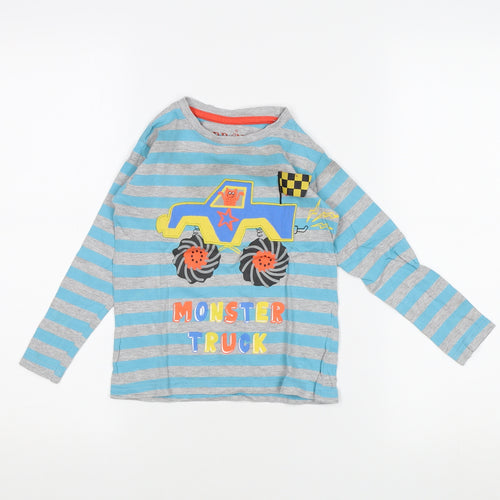 Urban Rascals Boys' Blue Striped Monster Long Sleeve T-Shirt