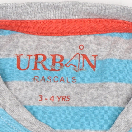 Urban Rascals Boys' Blue Striped Monster Long Sleeve T-Shirt