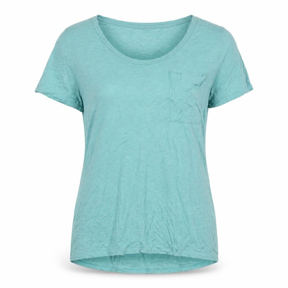 Front view of Women's XL Blue Modal T-Shirt with Scoop Neck